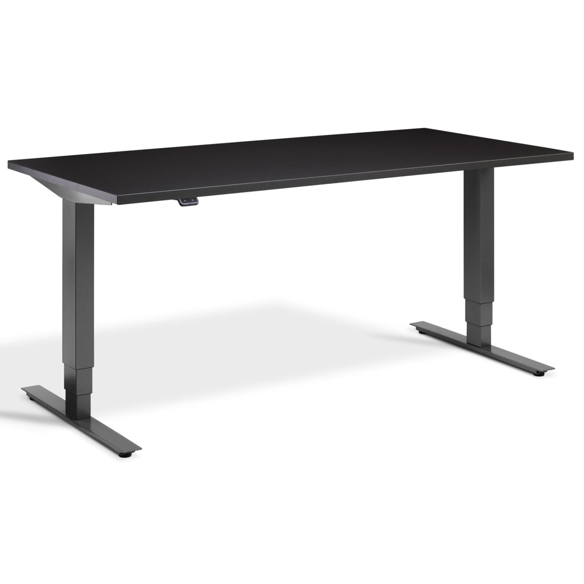 Height Adjustable Computer Desk - Masta Desk - Dark Grey Frame - Soft Black Top - Studio Image
