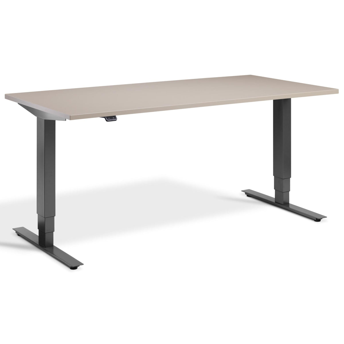 Height Adjustable Computer Desk - Masta Desk - Dark Grey Frame - Stone Top - Studio Image