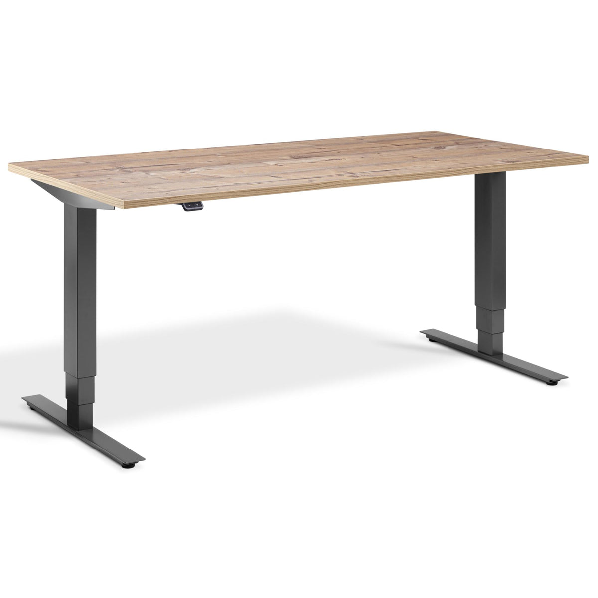 Height Adjustable Computer Desk - Masta Desk - Dark Grey Frame - Timber Top - Studio Image
