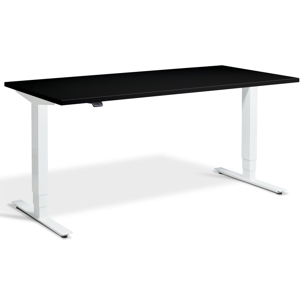 Height Adjustable Computer Desk - Masta Desk - White Frame - Black Top - Studio Image