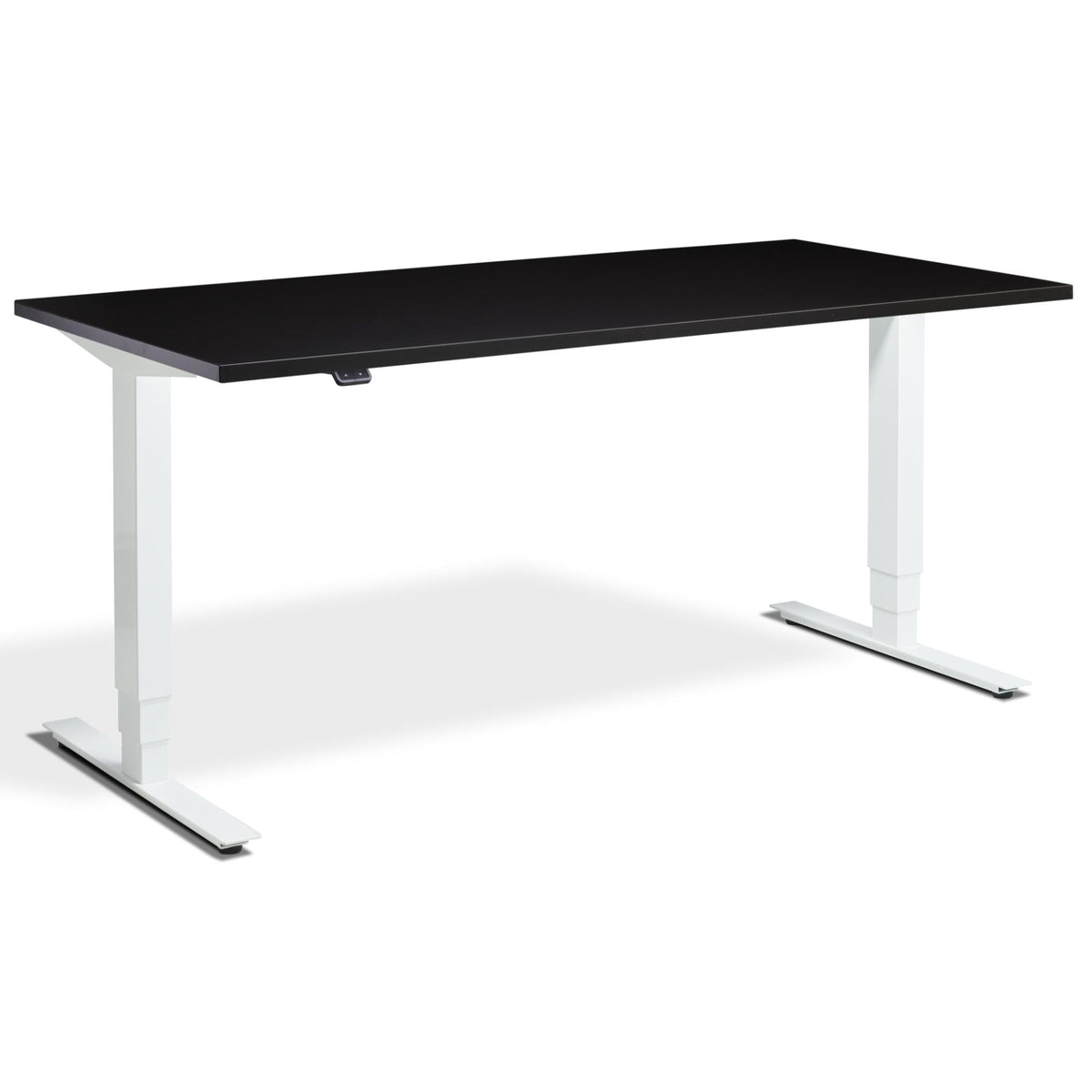 Height Adjustable Computer Desk - Masta Desk - White Frame - Soft Black Top - Studio Image