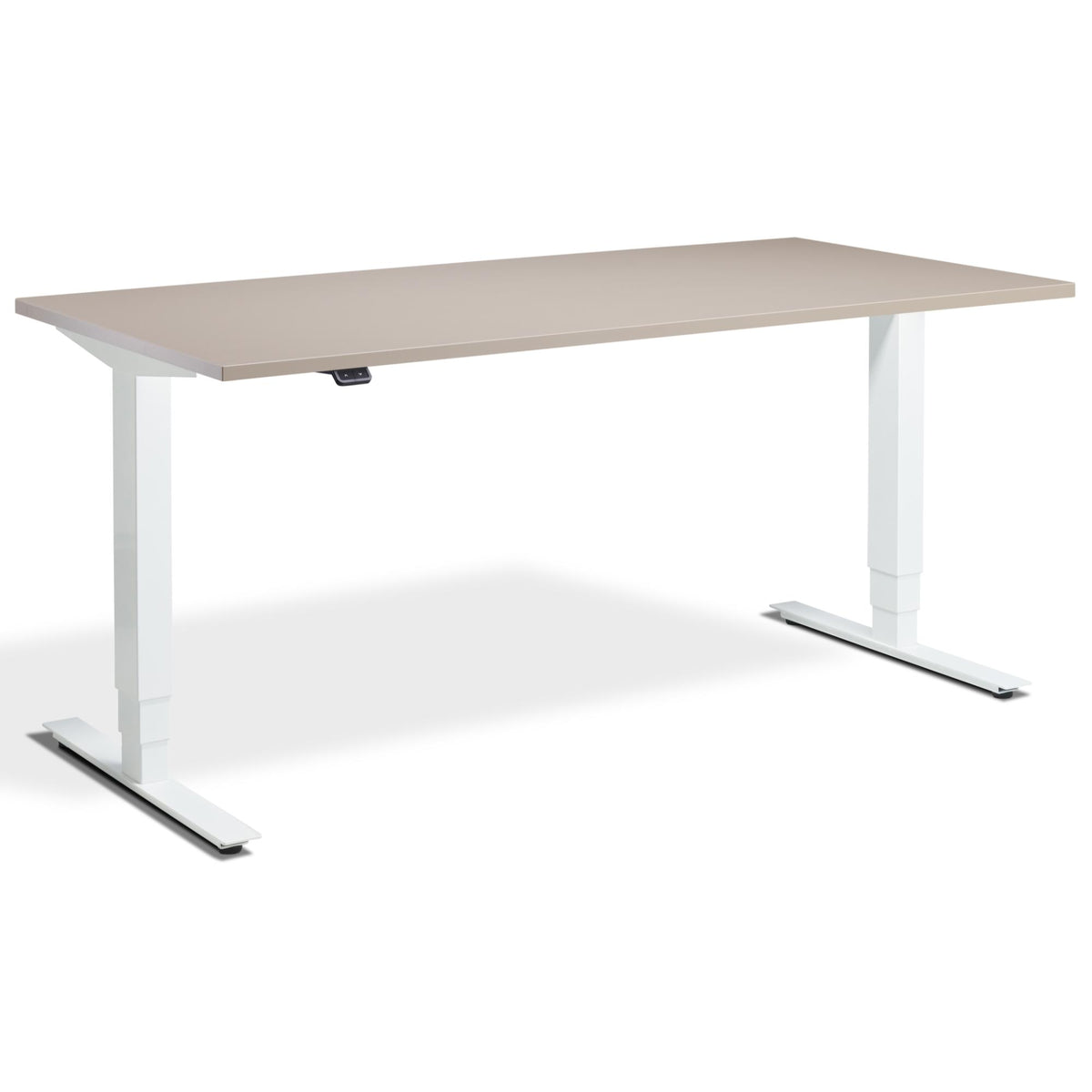 Height Adjustable Computer Desk - Masta Desk - White Frame - Stone Top - Studio Image