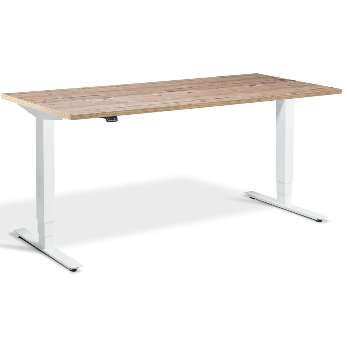 Height Adjustable Computer Desk - Masta Desk - White Frame - Timber Top - Studio Image