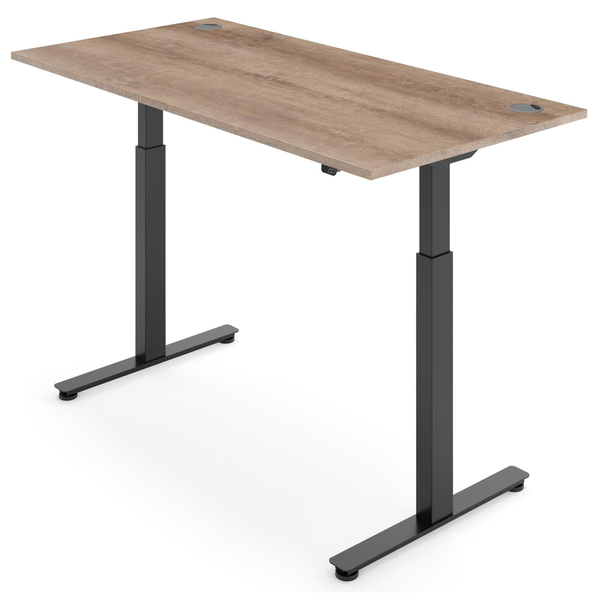 Height Adjustable Smart Desk - NeoActiv2 - Black Frame - Grey Nebraska Oak Top - Studio Image