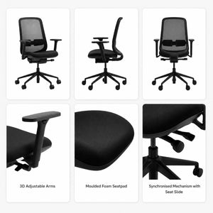 High back office chair multi-view with feature close-ups