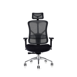 Hood F94 Office Chair - Fabric Seat with Ergo Headrest Front View