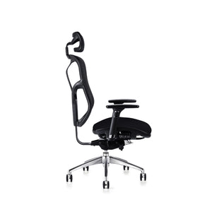 Hood F94 Office Chair - Fabric Seat with Ergo Headrest Side View