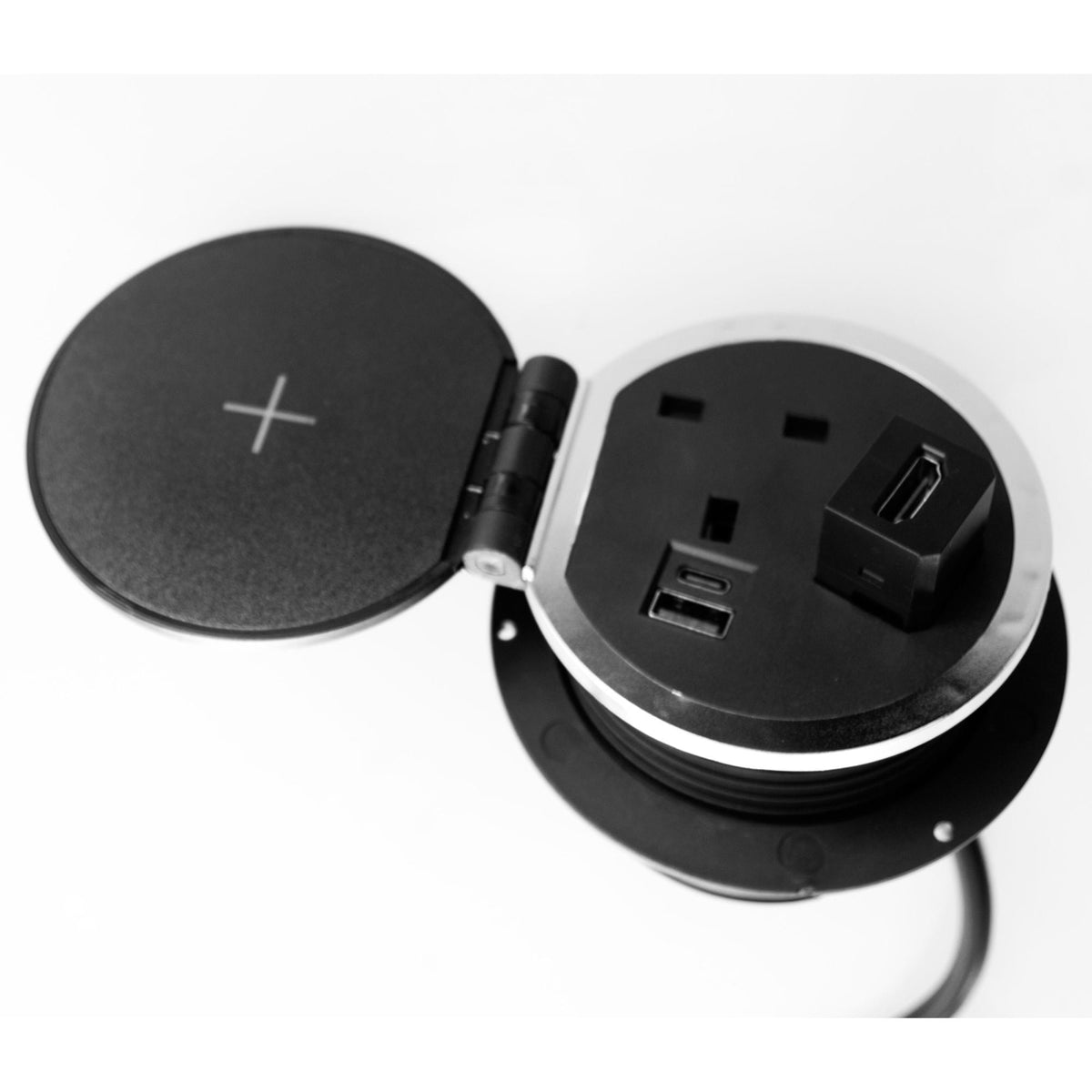 In Desk Power Module - Black Colour - HDMI Connectivity Shown