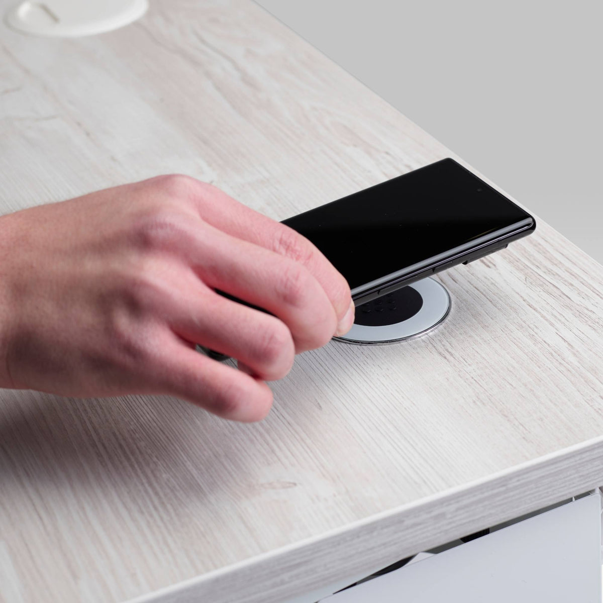 In Desk QI Charger - Premium Wireless Charger in Use