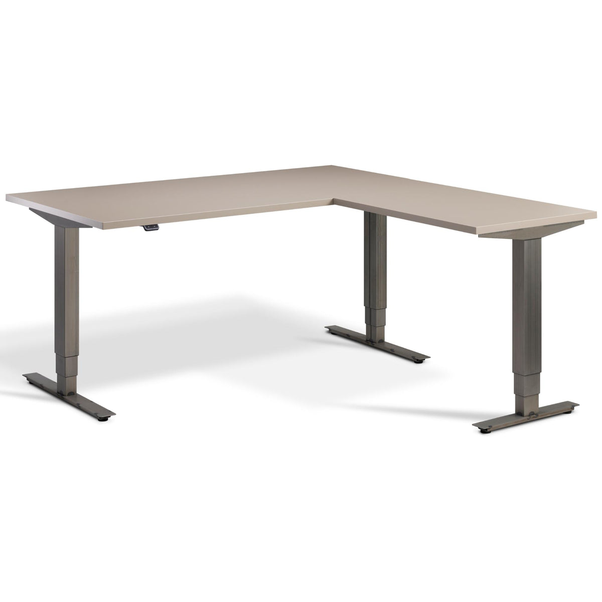 Industrial Sit Stand Corner Desk - Smyth - Stone Top - Studio Image