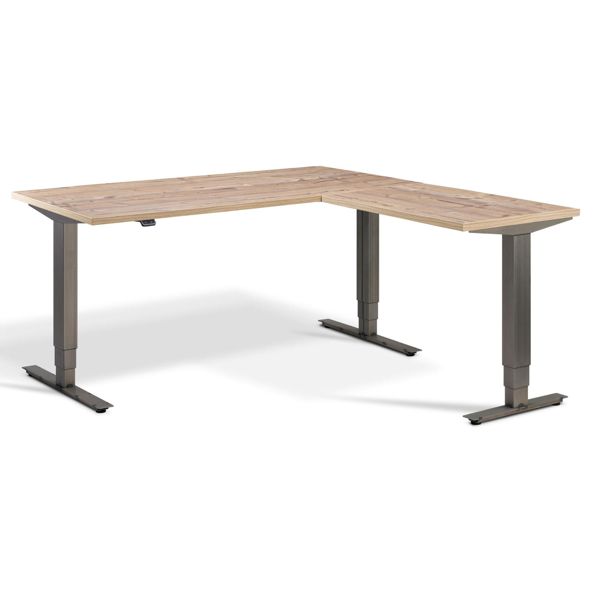 Industrial Sit Stand Corner Desk - Smyth - Timber Top - Studio Image