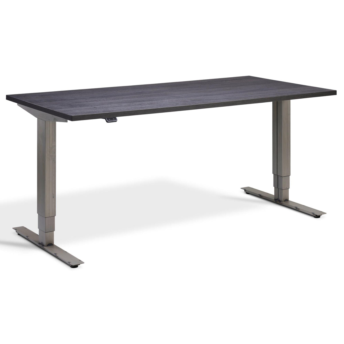 Industrial Standing Desk - Raw Steel Smyth - Anthracite Sherman Oak Top - Studio Image