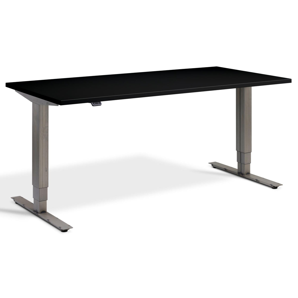 Industrial Standing Desk - Raw Steel Smyth - Black Top - Studio Image