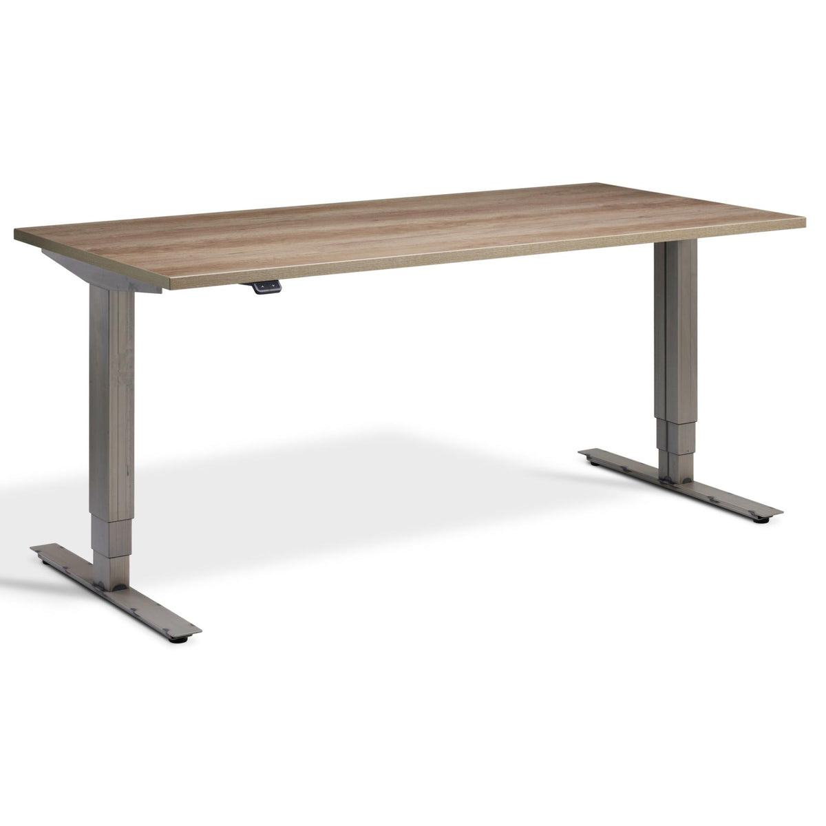 Industrial Style Standing Desk - Raw Steel Smyth - Grey Nebraska Oak Top - Studio Image