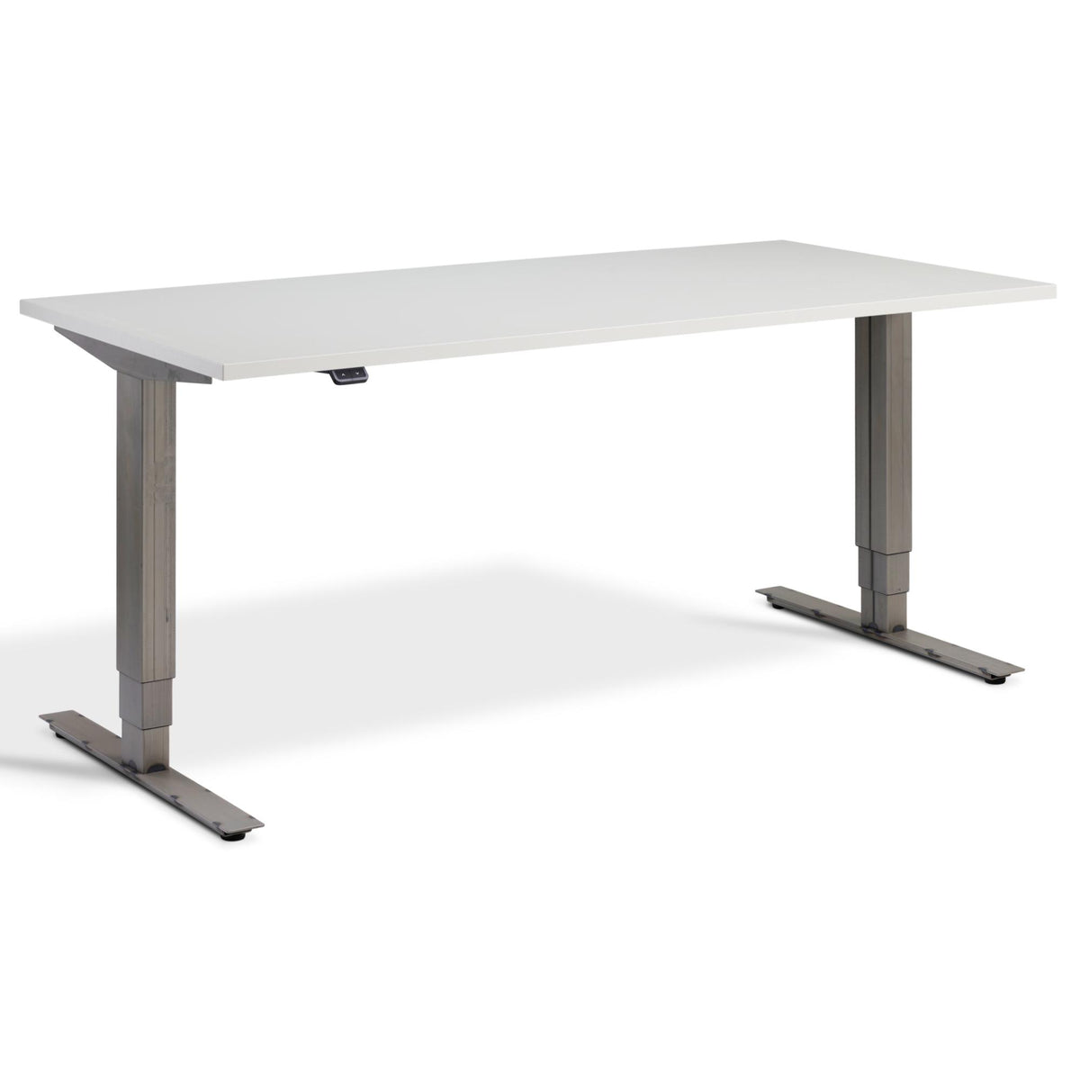 Industrial Style Standing Desk - Raw Steel Smyth - Light Grey Top - Studio Image