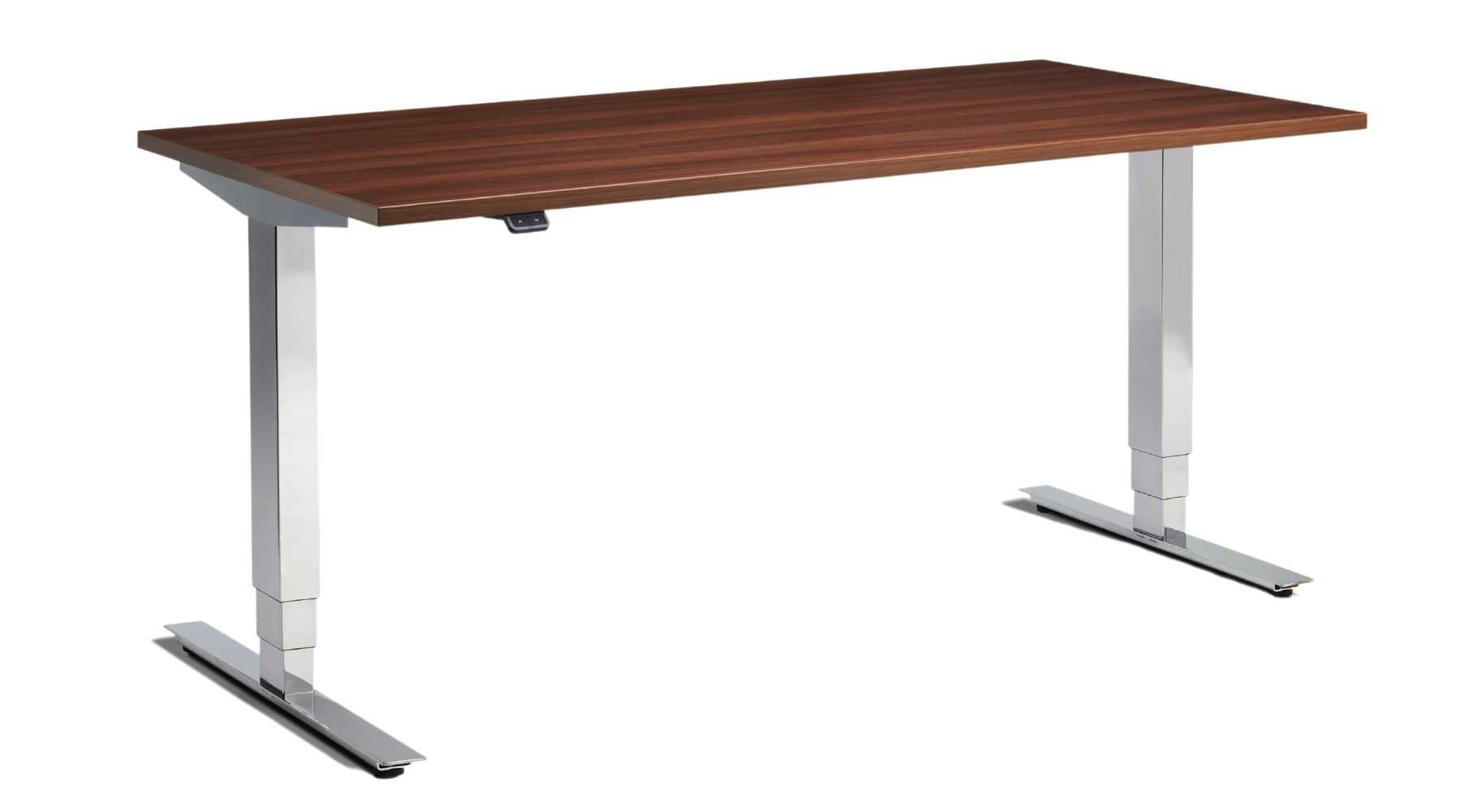 Kroma Polished Chrome Electric Standing Desk With Natural Dijon Walnut Top