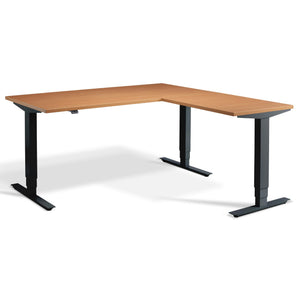 L-Shaped Adjustable Desk - Advance Corner - Black Frame - Beech Top - Studio Image