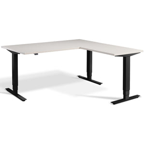 L-Shaped Adjustable Desk - Advance Corner - Black Frame - Cashmere Top - Studio Image