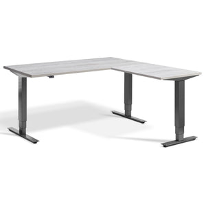 L-Shaped Adjustable Desk - Advance Corner - Dark Grey Frame - Cascina Pine Top - Studio Image