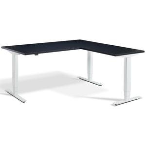 L-Shaped Adjustable Desk - Advance Corner - White Frame - Anthracite Top - Studio Image