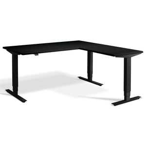 L Shape Standing Desk - Advance Corner - Black Frame - Black Top - Studio Image