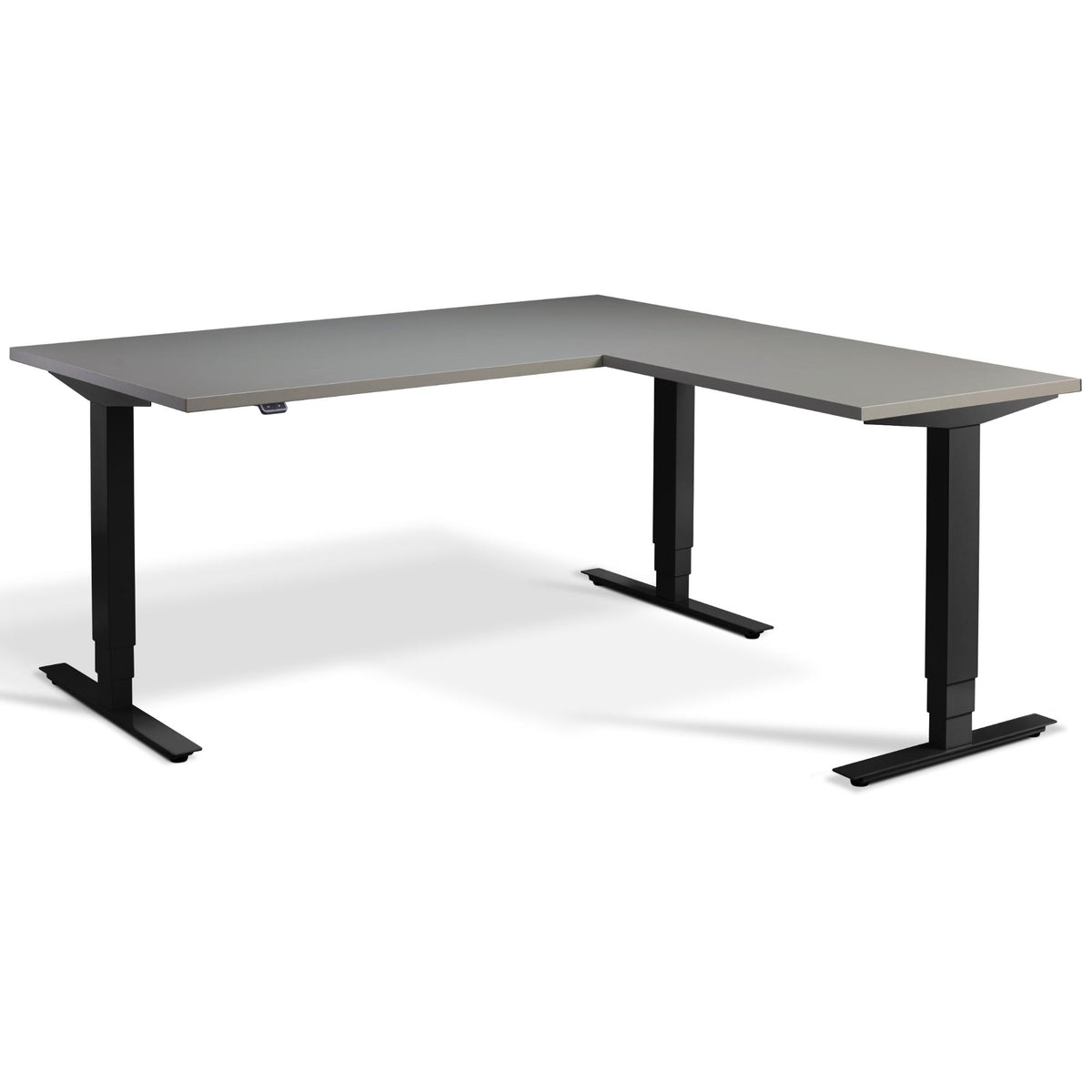 L Shape Standing Desk - Advance Corner - Black Frame - Graphite Top - Studio Image