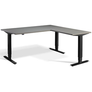 L Shape Standing Desk - Advance Corner - Black Frame - Graphite Top - Studio Image