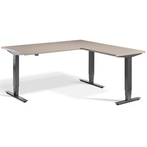 L Shape Standing Desk - Advance Corner - Dark Grey Frame - Stone Top - Studio Image