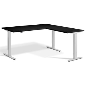L Shape Standing Desk - Advance Corner - Light Grey Frame - Black Top - Studio Image