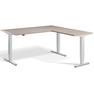 L Shape Standing Desk - Advance Corner - Light Grey Frame - Stone Top - Studio Image