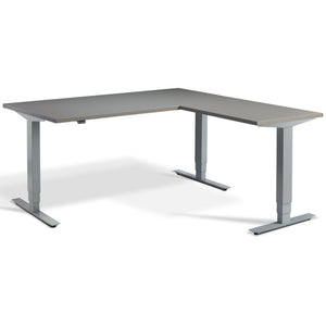 L Shape Standing Desk - Advance Corner - Silver Frame - Graphite Top - Studio Image