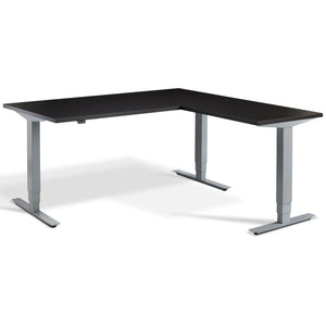 L Shape Standing Desk - Advance Corner - Silver Frame - Soft Black Top - Studio Image