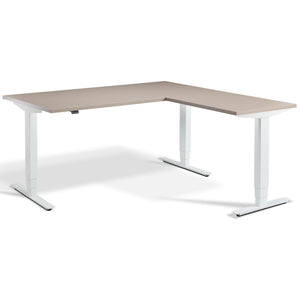 L Shape Standing Desk - Advance Corner - White Frame - Stone Top - Studio Image