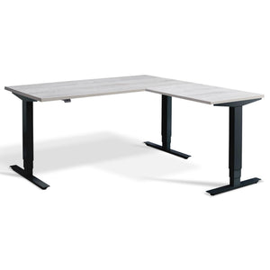 L Shaped Sit Stand Desk - Advance Corner - Black Frame - Cascina Pine Top - Studio Image