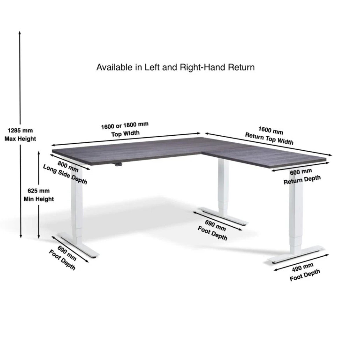 L Shaped Sit Stand Desk - Andvance Corner Dimensions