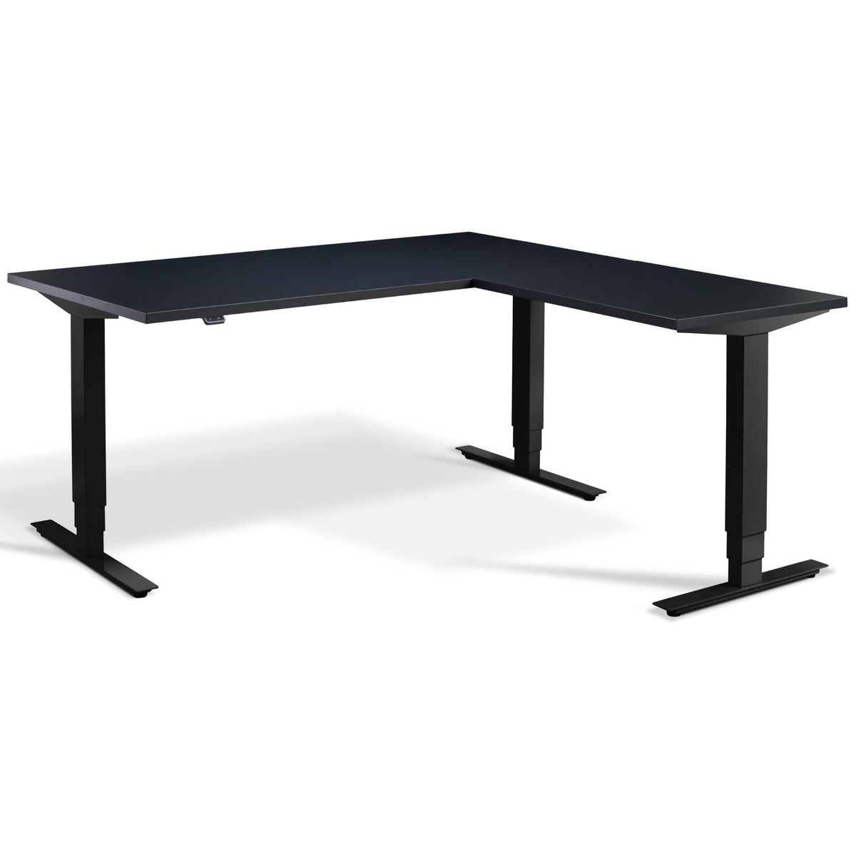 L Shaped Standing Desk - Masta Corner - Black Frame - Anthracite Top - Studio Image