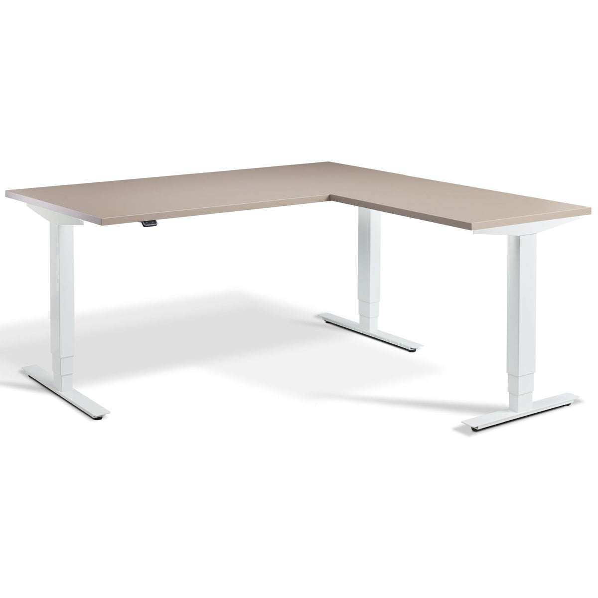 L Shaped Standing Desk - Masta Corner - White Frame - Stone Top - Studio Image