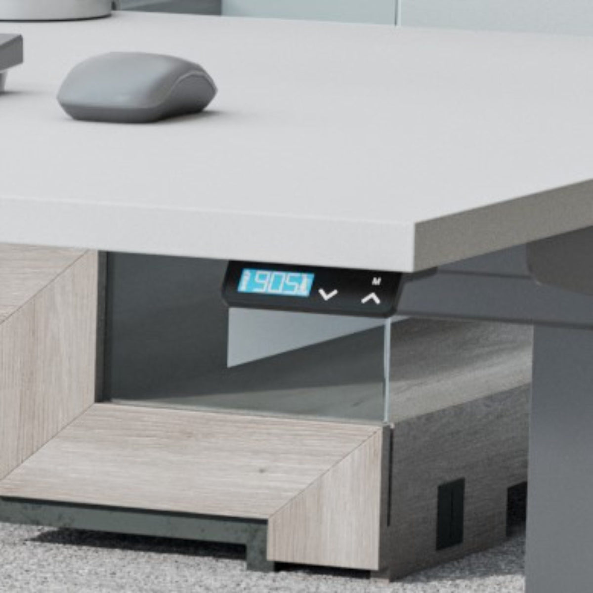 L Shaped Standing Desk Frame Only - Kinetik-3+ - Digital Up / Down Control Close up view