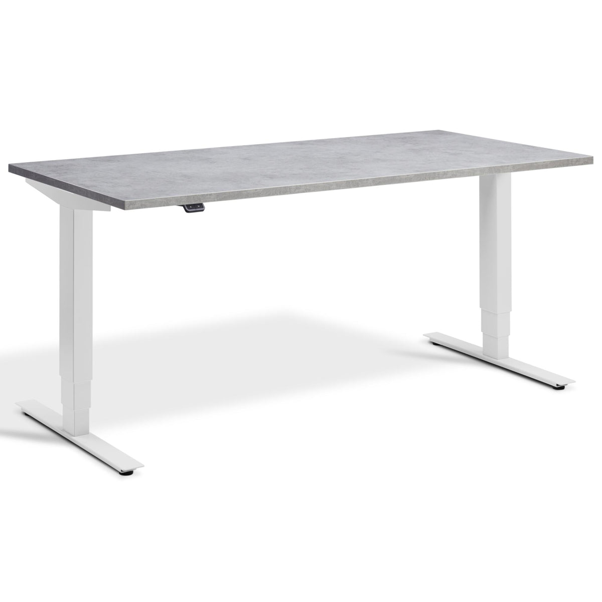 Lavoro Advance Height Adjustable Desk - Light Grey Frame - Light Concrete Top - Studio Image
