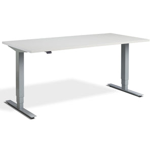 Lavoro Advance Height Adjustable Desk - Silver Frame - Light Grey Top - Studio Image
