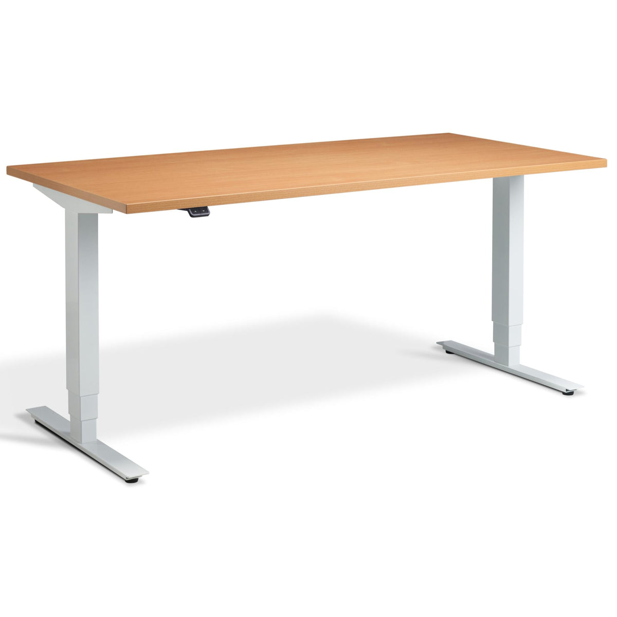 Lavoro Advance Height Adjustable Desk - White Frame - Beech Top - Studio Image