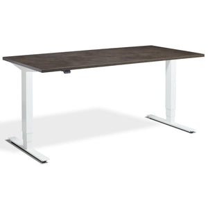 Lavoro Advance Height Adjustable Desk - White Frame - Dark Concrete Top - Studio Image