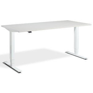 Lavoro Advance Height Adjustable Desk - White Frame - Light Grey Top - Studio Image