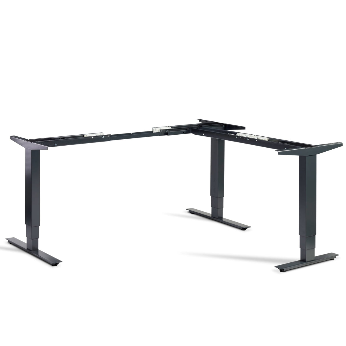 Lavoro Advance adjustable corner desk frame in anthracite viewed from the front