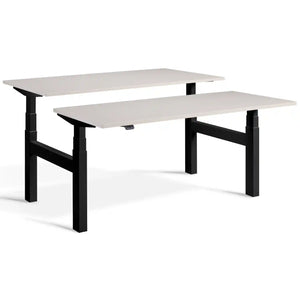 Lavoro Duo Standing Desk with black frame and Cashmere desk tops