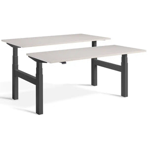 Lavoro Duo Standing Desk with dark grey frame and Cashmere desk tops