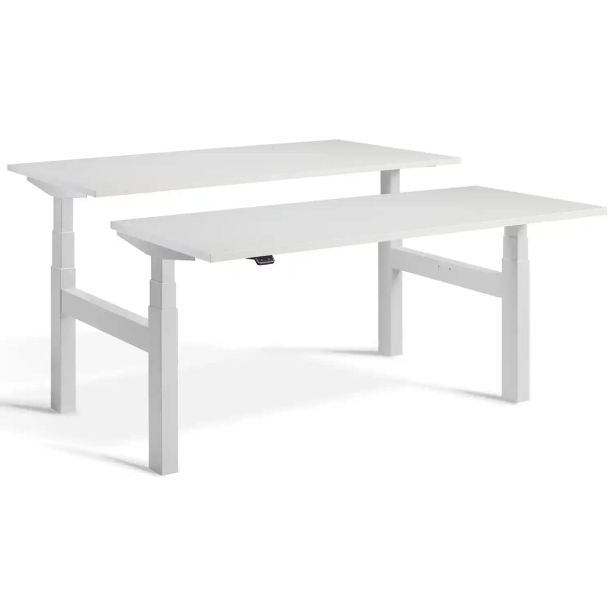 Lavoro Duo Standing Desk with light grey frame and Light Grey desk tops