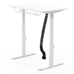 Leap cable spine in black fitted beneath a white standing desk