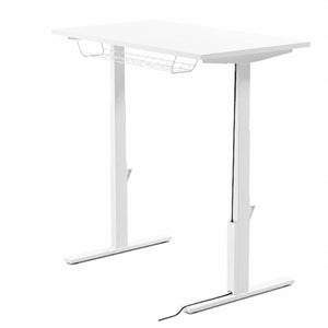 Leap magnetic cable protector in white fitted to a white standing desk