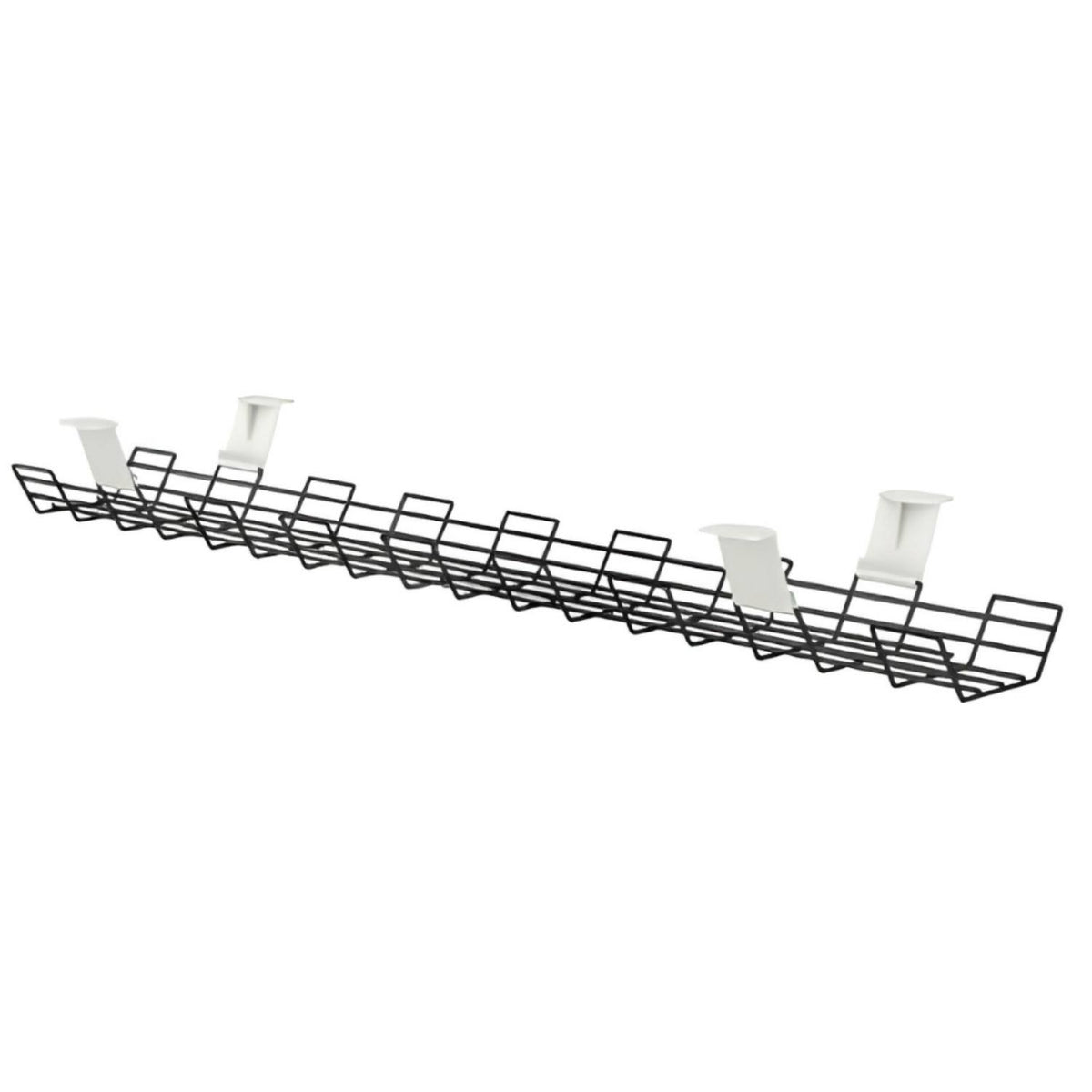 Leap narrow cable basket in black with desk mounting brackets